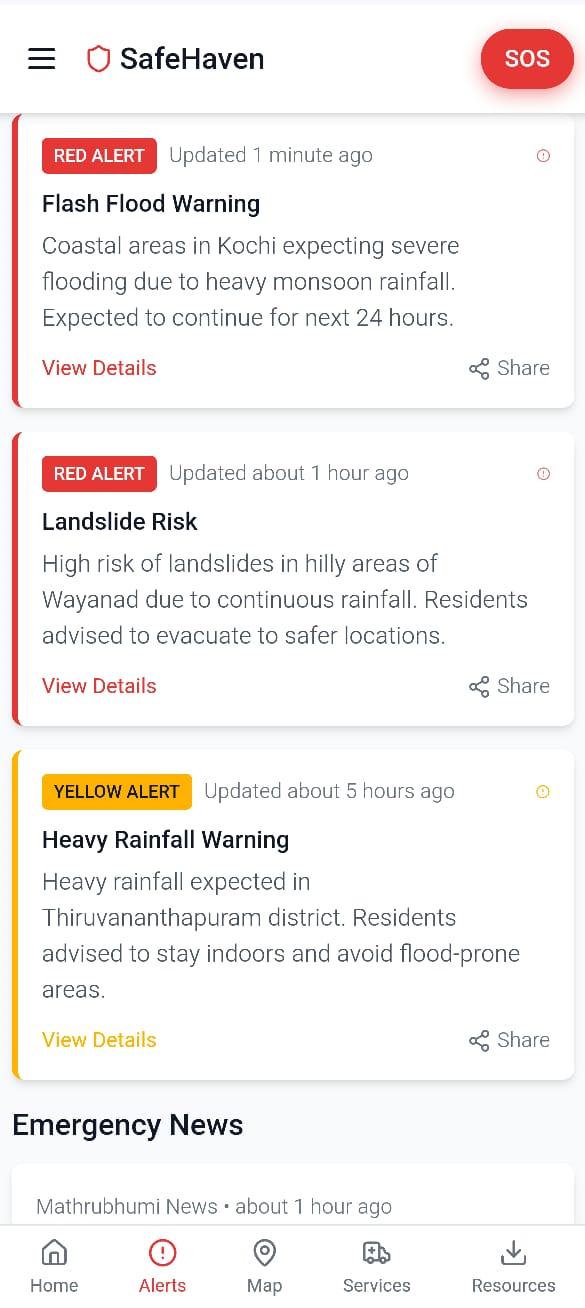 SafeHaven Disaster Management App